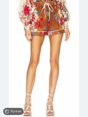 Zimmermann Ginger Floral Relaxed Fit Silk Shorts